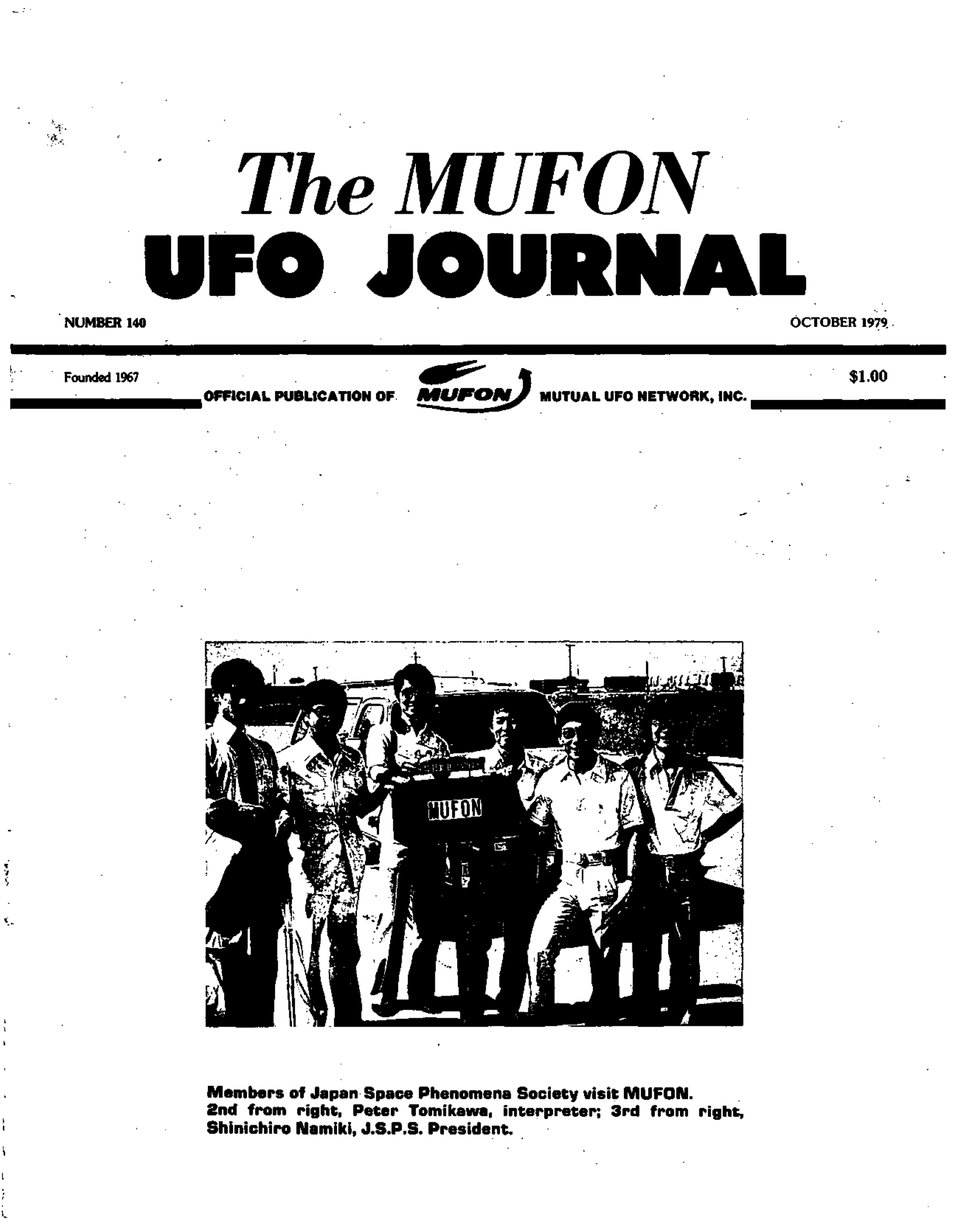 Complete text and images from the MUFON UFO Journal - 1979 10. October issue of the MUFON UFO Journal.